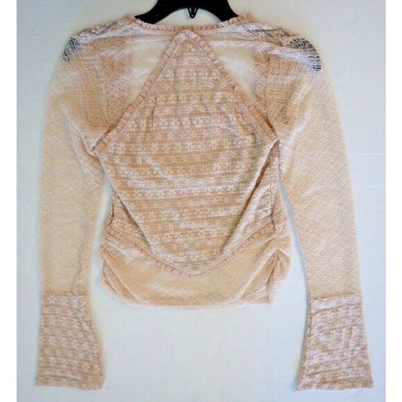 Free People OB1656955 Women's Sz S Cream L/S Lace My Party Top Blouse - Picture 6 of 8